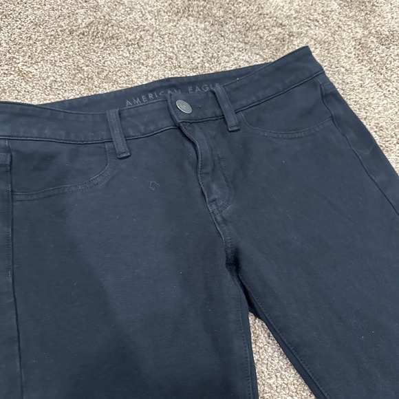 American Eagle Jeans Women's 8 Short Hi Rise Jegging Black Super Stretch Skinny - Picture 2 of 6